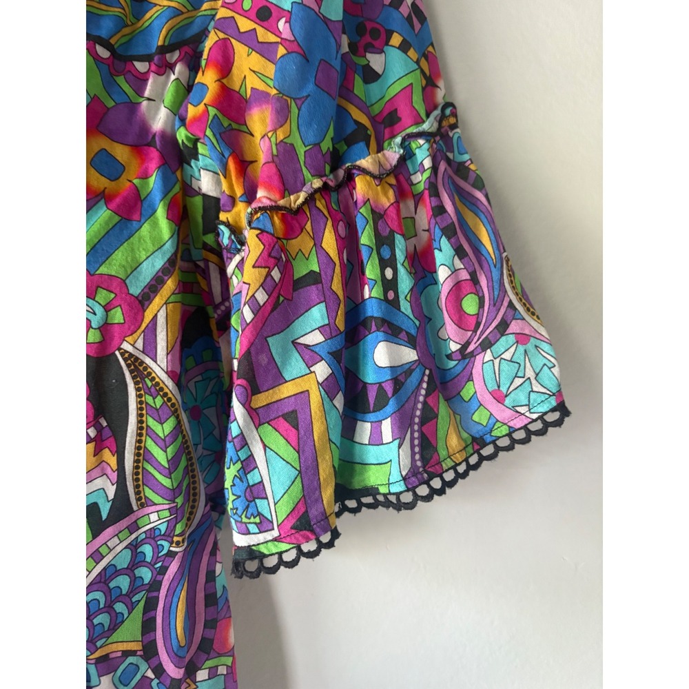 Johnny Was Demarne Ruffle Sleeve Tunic Multicolor Print Size Medium - Picture 8 of 9